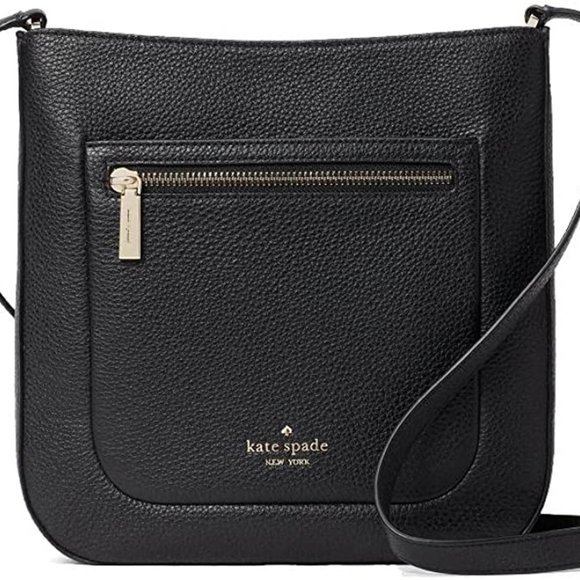 Kate Spade Leila Top Zip Messenger Crossbody Bag Black Leather - Picture 8 of 8